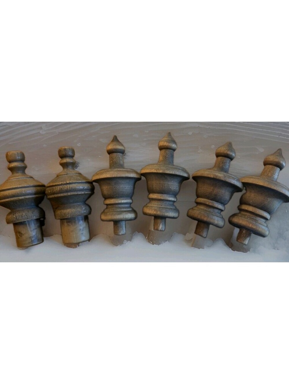 Victorian Wood Turned Posts Finials 3.5" Antique Architectural Read!
